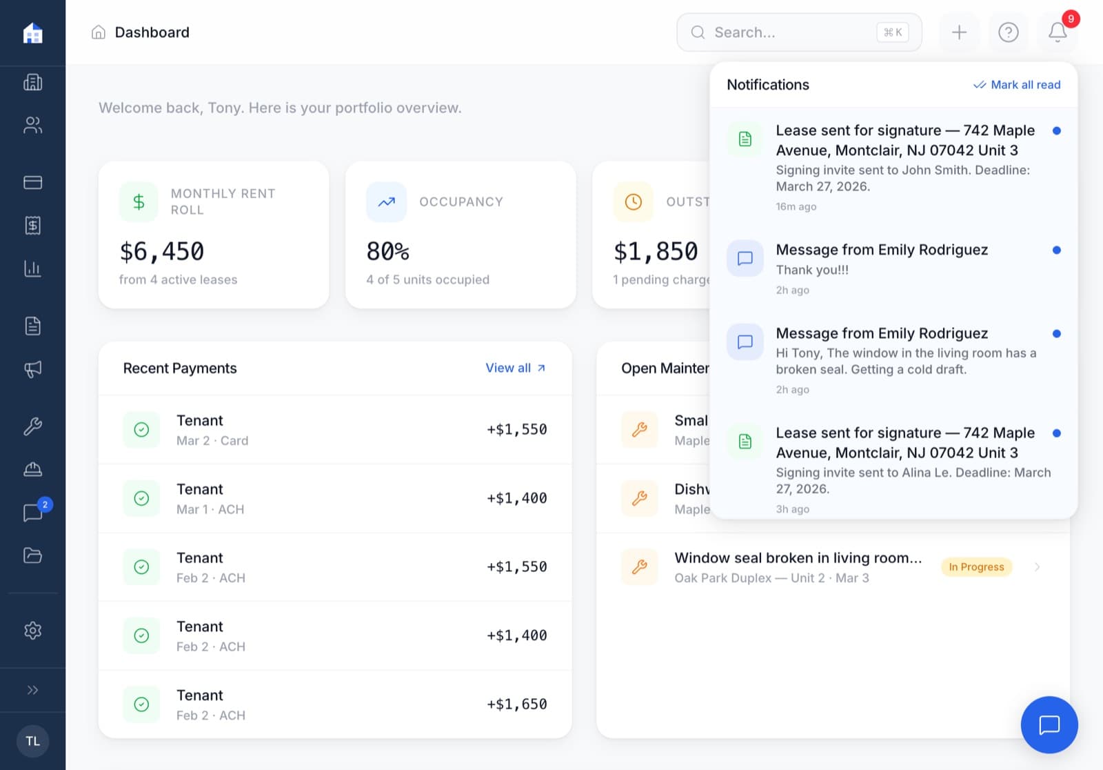 Domara landlord dashboard